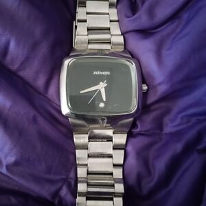 Nixon Stainless Steel Square Black Dial Watch